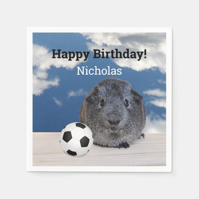 Kinder glücklich Geburtstags-Guinea Pig Soccer Bal Serviette (Vorderseite)