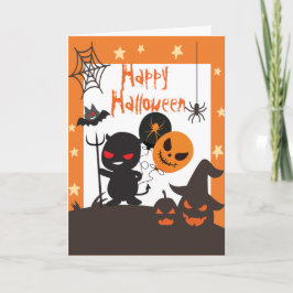 Kinder glücklich Halloween Orange Black Karte
