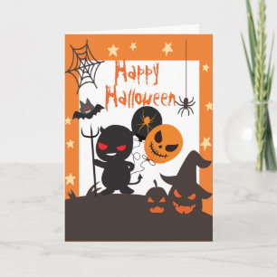 Kinder glücklich Halloween Orange Black Karte