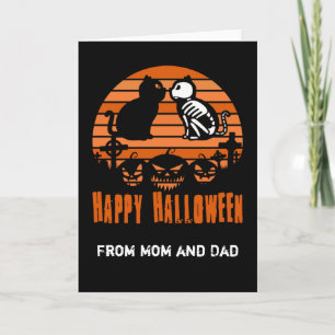 Kinder glücklich Halloween Skeleton Katze Retro So Karte