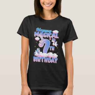 Kinder glücklich Magisch 7. Geburtstag Fliegengebi T-Shirt