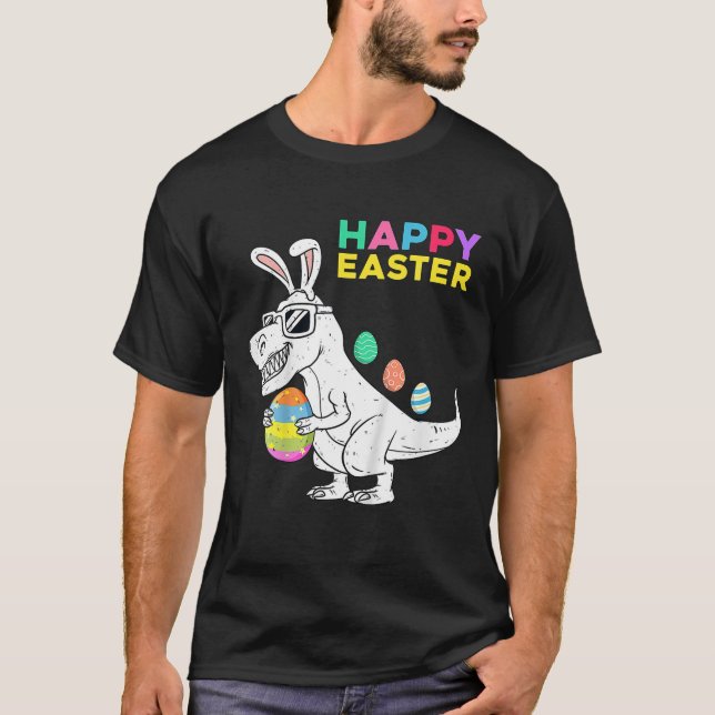 Kinder glücklich Ostern T Rex Dino mit sonnigen Oh T-Shirt (Vorderseite)