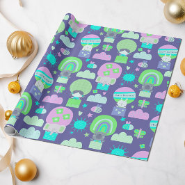 Kinder glücklich zum Geburtstag Lila rosa Niedlich Geschenkpapier