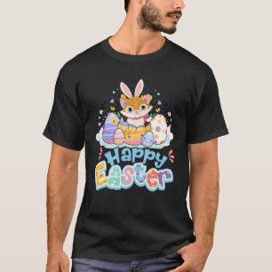 Kinder glückliche Ostern Niedliche Katze Bunny Kit T-Shirt