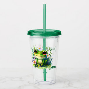 Kinder glücklichen grünen Frosch Acryltrinkbecher