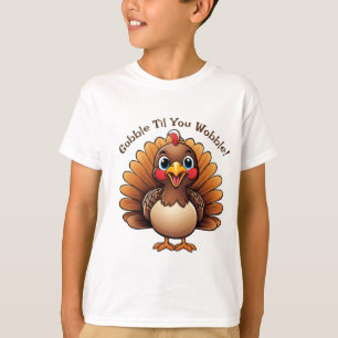 Kinder "Gobble Til You Wobble" T-Shirt mit Truthah