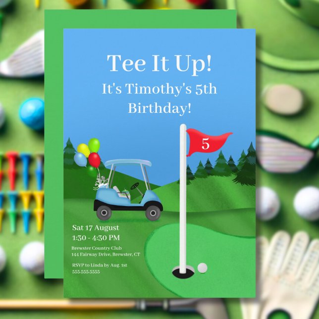 Kinder Golf Cart auf Kurs Geburtstag Einladung (Von Creator hochgeladen)
