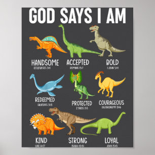 Kinder Gott sagt ich bin Dinosaurier lustiger Dino Poster