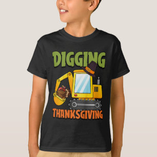 Kinder graben Erntedank Tag Cooler Baggerturke T-Shirt