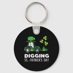 Kinder graben St. Patricks Day LKW Bulldozer Klein Schlüsselanhänger