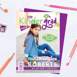 Kinder Grad Fun Kindergarten Foto Magazine Cover Ankündigung