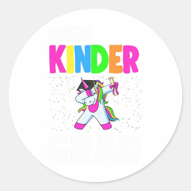 Kinder Grad Kindergarten Abschluss Unicorn Runder Aufkleber (Vorderseite)