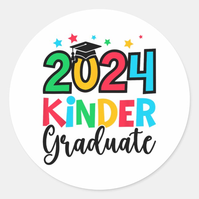Kinder Graduate Kindergarten 2024 Abschluss Gesche Runder Aufkleber (Vorderseite)