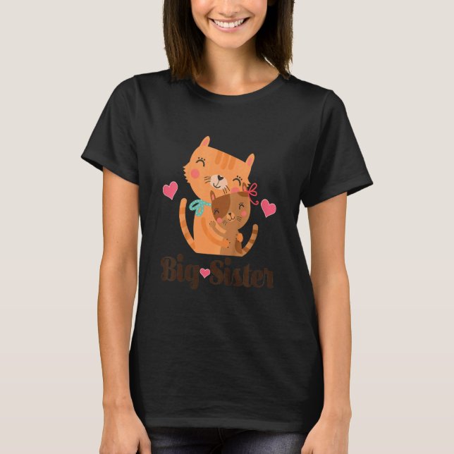 Kinder große Schwester mit Katze T-Shirt (Vorderseite)