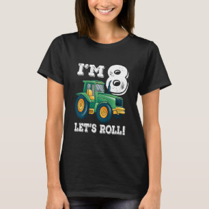 Kinder Grüner Bauernhof Traktor 8. Geburtstagspart T-Shirt