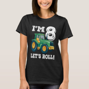 Kinder Grüner Bauernhof Traktor 8. Geburtstagspart T-Shirt