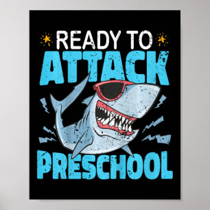 Kinder Hai bereit, Kinder vor der Schule zu attack Poster