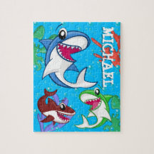 Kinder Haifischfisch Cartoon unter Wasser Blauer O