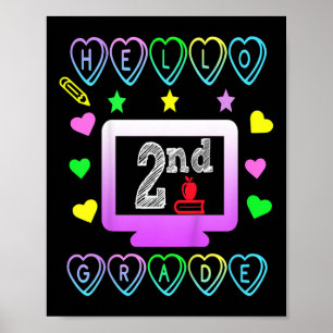 Kinder Hallo 2. Klasse ersten Tag der Schule Spaß Poster