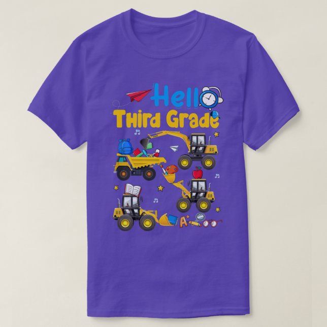 Kinder Hallo 3. Klasse Bau LKW Kinder zurück T-Shirt (Design vorne)