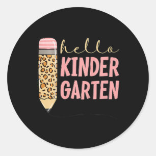 Kinder Hallo Kindergarten 1. Tag Kindergarten Pe Runder Aufkleber