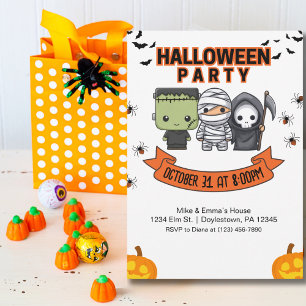 Kinder Halloween Frankenstein Mumie Sensenmann Einladung