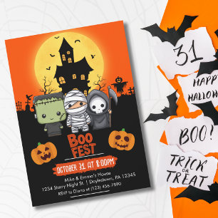 Kinder Halloween Frankenstein Mumie Sensenmann Kun Einladung