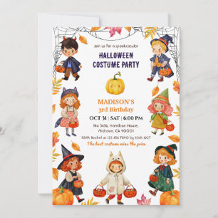 Kinder Halloween-Geburtstagsfeier Kostüm Kürbis sü Einladung