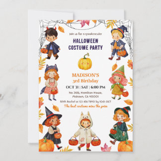 Kinder Halloween-Geburtstagsfeier Kostüm Kürbis sü Einladung