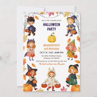 Kinder Halloween-Geburtstagsfeier Kostüm Kürbis sü Einladung