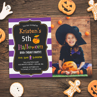 Kinder Halloween Geburtstagskostüm Party Foto Einladung