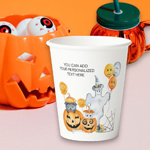 Kinder Halloween-Geist und Jack-o-Laternen-Kürbiss Pappbecher