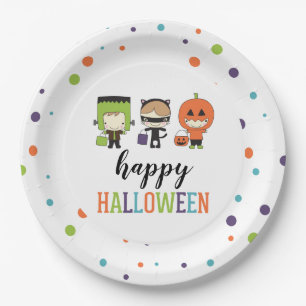 Kinder Halloween-Kostüm-Party Bunt Pappteller