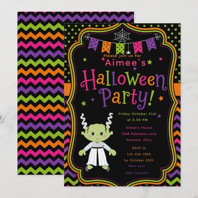 Kinder-Halloween-Party Einladung (Vorne/Hinten)