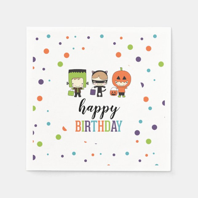 Kinder Halloween Party farbenfroh Serviette (Vorderseite)