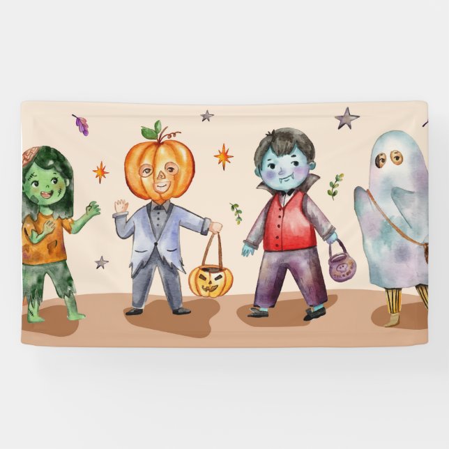 Kinder Halloween-Party, Halloween-Party Wohngestal Banner (Horizontal)