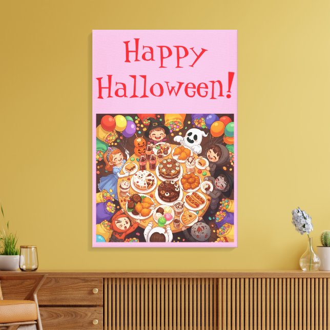 Kinder-Halloween-Party Leinwanddruck (Insitu (Wohnzimmer))
