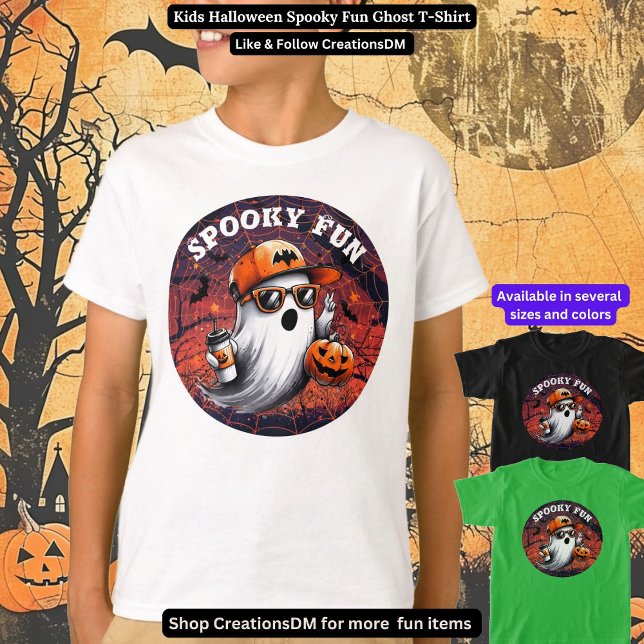 Kinder Halloween Spooky Fun Ghost T-Shirt (Von Creator hochgeladen)
