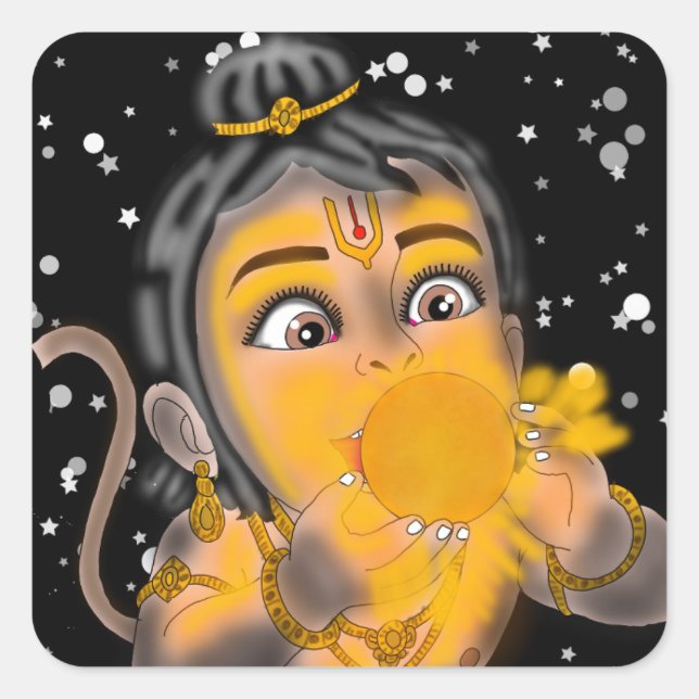 Kinder-Hanuman-Aufkleber Quadratischer Aufkleber (Vorderseite)