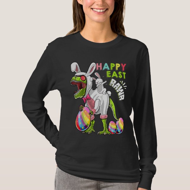 Kinder Happy Eastrawr T Rex Bunny Dinosaur Oaster  T-Shirt (Vorderseite)