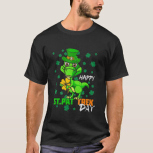 Kinder Happy St Pat Trex Day Dino Happy St Patrick T-Shirt