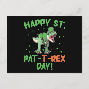 Kinder Happy St Pat Trex Day Dino St Patricks Day Postkarte