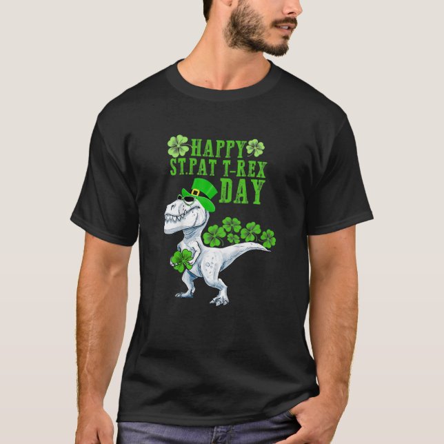 Kinder Happy St Pat Trex Day Dinosaur Patricks Day T-Shirt (Vorderseite)