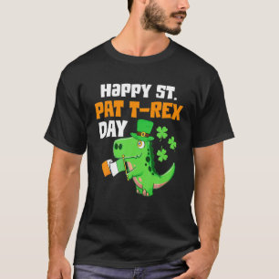Kinder Happy St Pat Trex Day Dinosaur St Patricks T-Shirt