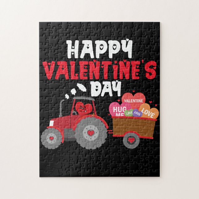 Kinder Happy Valentines Day Herz in Traktor Puzzle (Vertikal)