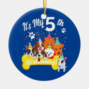 Kinder hat mein 5. Geburtstagskind mit Hunden Keramik Ornament