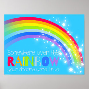Kinder heller Regenbogen träumt blaues Himmelspost Poster