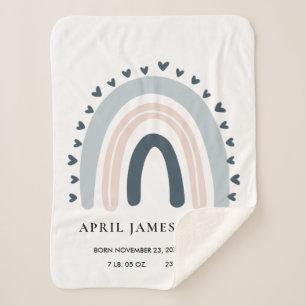 KINDER HERZEN BLUSH BLUE RAINBOW BABY GEBURTSTATT SHERPADECKE