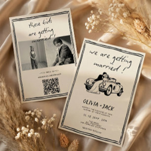 Kinder Hochzeitsfoto QR-Code Hochzeit Einladung