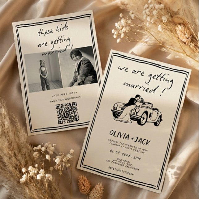 Kinder Hochzeitsfoto QR-Code Hochzeit Einladung (Von Creator hochgeladen)